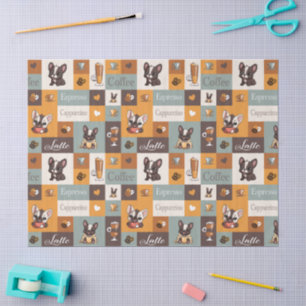 Süße Bulldogge & Kaffee vintage Seidenpapier