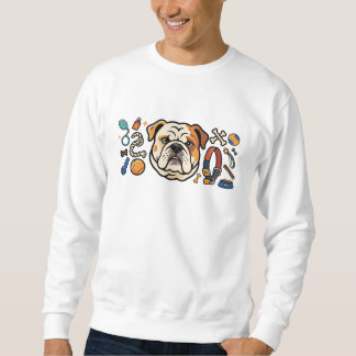Süße Bulldogge mit Hunde Spielzeug Illustration | Sweatshirt