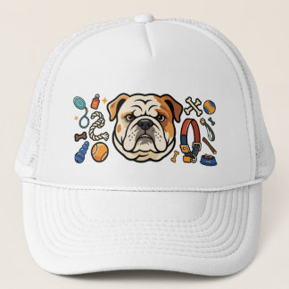 Süße Bulldogge mit Hundespielzeug-Design Truckerkappe