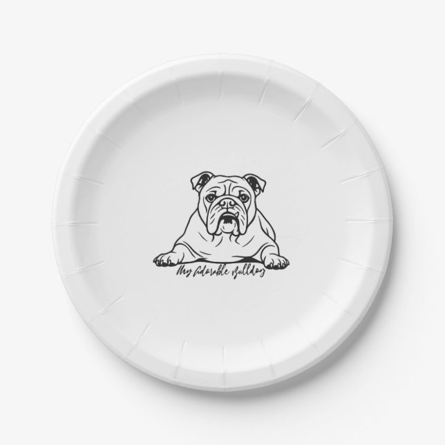 Süße Bulldogge Pappteller (Vorderseite)