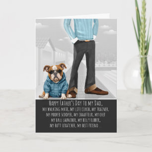 Süße Bulldogge und Papa Lustiger Vatertag Feiertagskarte