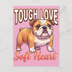 Süße Bulldogge zum Valentinstag – Harte Liebe, wei Postkarte
