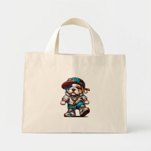 Süße Bulldoggen-Welpen Streetwear Mini-Tasche Mini Stoffbeutel