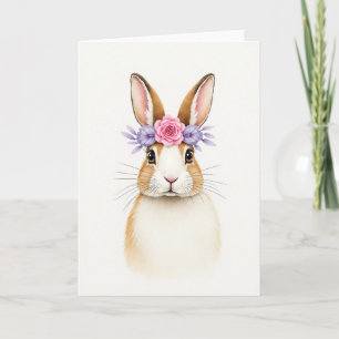 Süße Bunny-Blumenkrone Karte