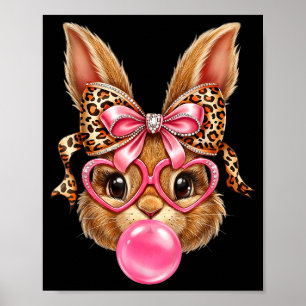 Süße Bunny-Hasen-Gesicht-Leoparden-Brille Poster