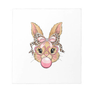 Süße Bunny-Kaninchen-Gesicht-Leopard-Brille-Mädche Notizblock