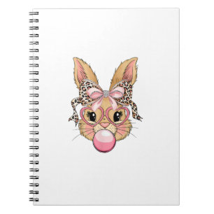 Süße Bunny-Kaninchen-Gesicht-Leopard-Brille Mädche Notizblock