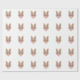 Süße Bunny Rabbit Gesicht Leopard Brille Mädchen G Geschenkpapier