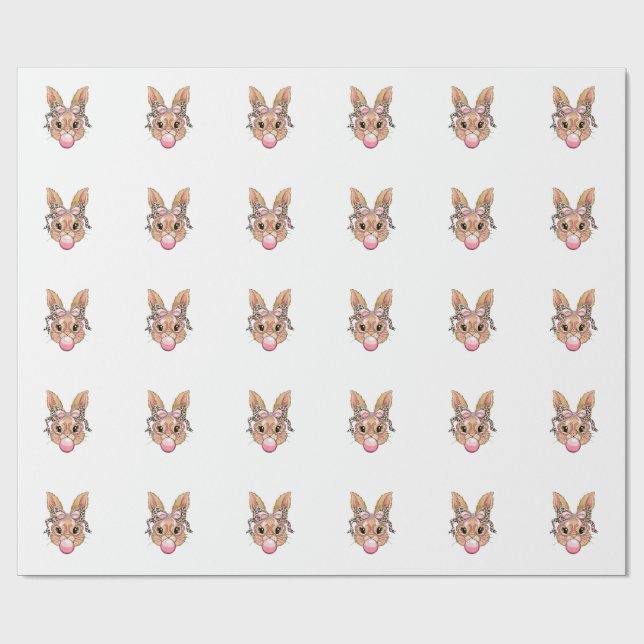 Süße Bunny Rabbit Gesicht Leopard Brille Mädchen G Geschenkpapier (Flach)