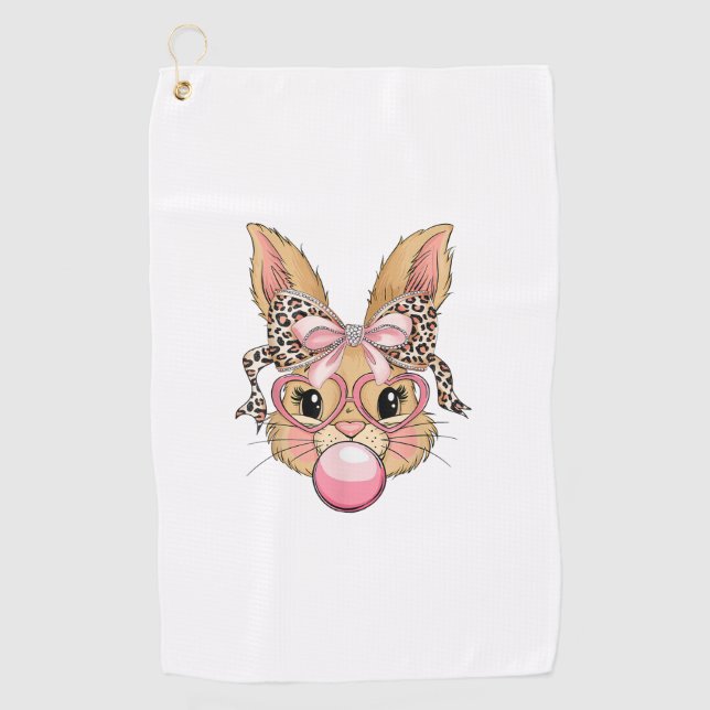 Süße Bunny Rabbit Gesicht Leopard Brille Mädchen G Golfhandtuch (Vorderseite)