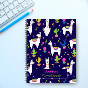 Süße Bunte Alpaka Kaktus Benutzerdefinierter Name  Notizbuch