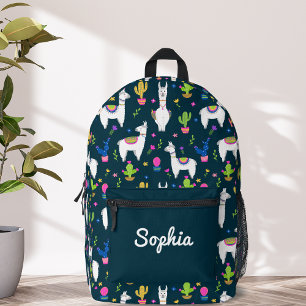 Süße bunte Alpaka-Kaktus-Personalisierter Name Bedruckter Rucksack