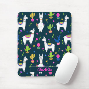 Süße Bunte Alpaka Kaktus Personalisierter Name Mousepad