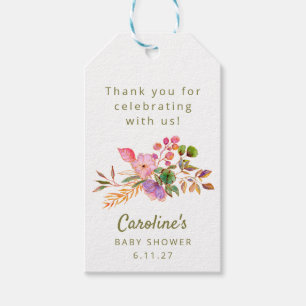Süße bunte Aquarell-Blumen-Baby-Party individuell Geschenkanhänger