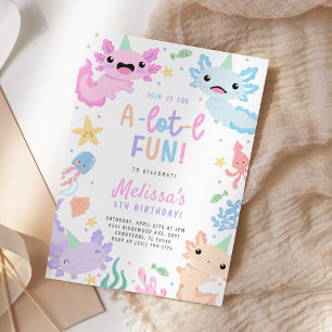 Süße bunte Axolotl-Geburtstagsfeier Einladung