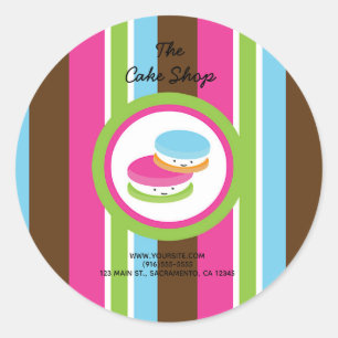 Süße Bunte Bäckerei Macarons Lustiger Streifen Fav Runder Aufkleber