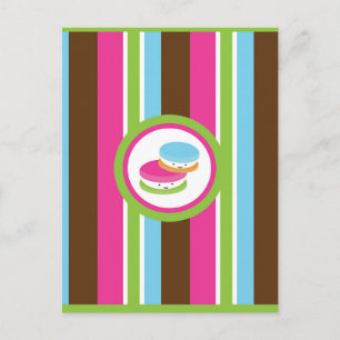 Süße bunte Bäckerei Macarons Lustiger Streifen Fly Postkarte