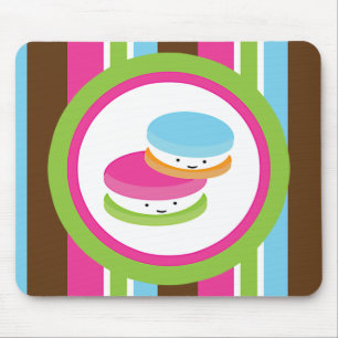 Süße bunte Backwaren Macarons Lustige Streifen Mousepad