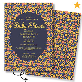 Süße bunte blaue gelbe gepunktete Babyparty Einladung