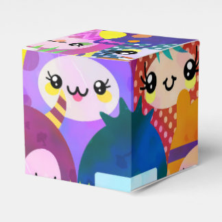 Süße bunte Cartoon-Menschenfiguren Geschenkschachtel