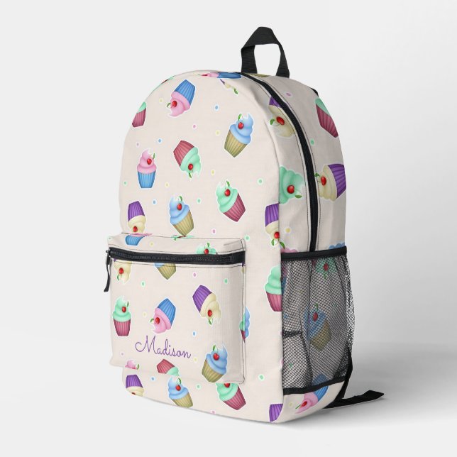 Süße bunte Cupcakes Bedruckter Rucksack (Rückseitige Ecke Rechts)