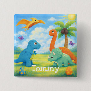 Süße bunte Dinosaurier Freunde Kinder Button