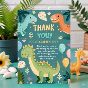 Süße bunte Dinosaurier Junge erster Geburtstag Dankeskarte