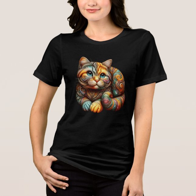 Süße bunte Dreifarbenkatze  Tri-Blend Shirt (Vorderseite)