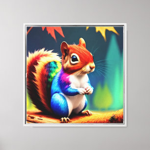 Süße bunte Eichhörnchen-Digitalkunst Leinwanddruck