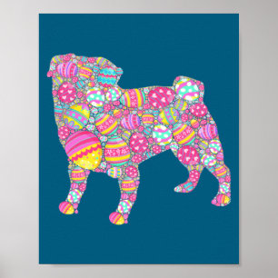 Süße bunte Eier Mops Hund Welpe Poster