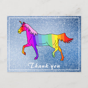 Süße bunte Einhorn-Mädchen-Geburtstags-Dankeschön Postkarte