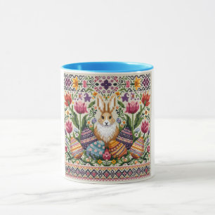 Süße/bunte Frühlings-/Oster-Fair-Isle-  Tasse