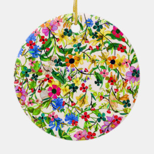 Süße bunte Frühlingsblumen Blumen Keramikornament