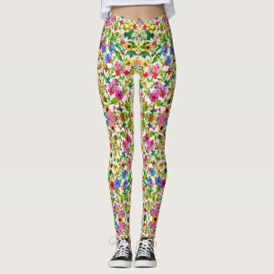 Süße bunte Frühlingsblumen-Blumen Nummernschild Leggings