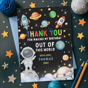 Süße Bunte Galaxie Weltraum Geburtstagsfeier Dankeskarte