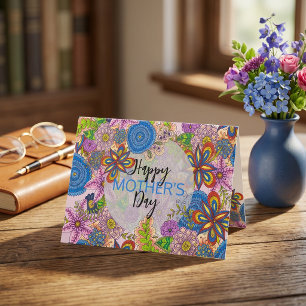 Süße bunte Gekritzel-Blumen zum Muttertag Karte