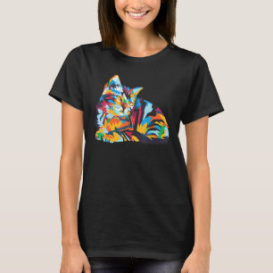 Süße bunte geometrische Katze für Katzenliebhaber  T-Shirt
