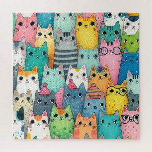 Süße bunte Hauskatzen Puzzle