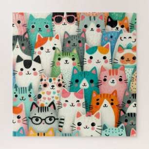 Süße bunte Hauskatzen Puzzle