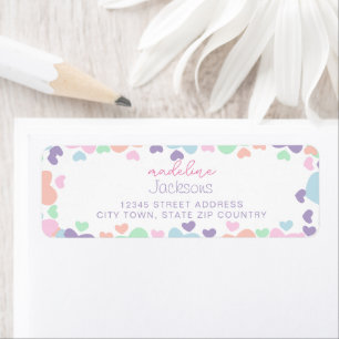 Süße bunte Herz lila Mädchen Schrift Adresse
