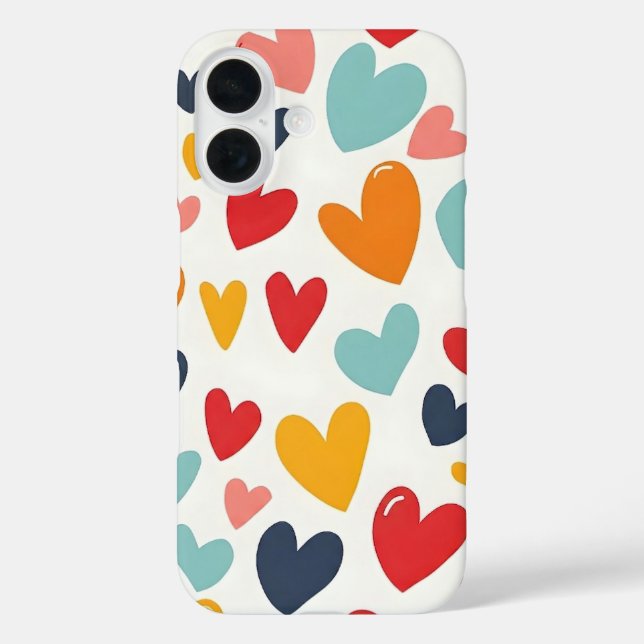 Süße bunte Herzen Doodle Romantik Case-Mate iPhone Hülle (Rückseite)