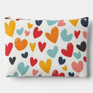 Süße bunte Herzen Doodle Romantik Zubehörtasche