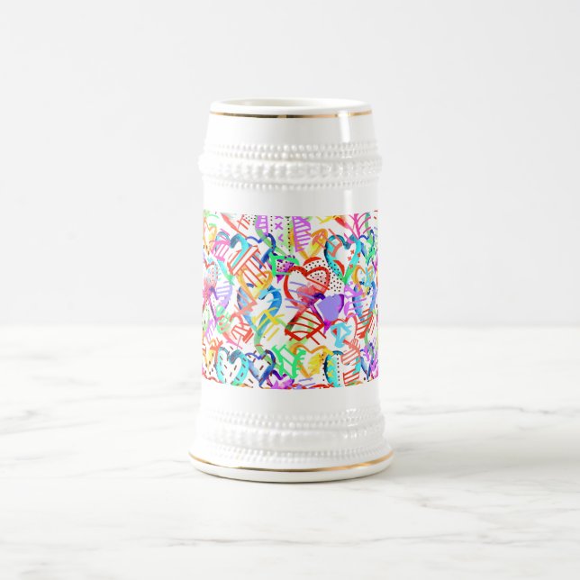 Süße bunte Herzen Muster Bierglas (Mittel)