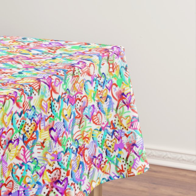 Süße bunte Herzen Muster Tischdecke (Beispiel)
