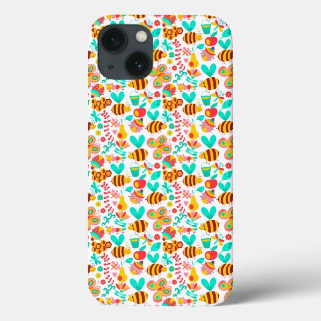 Süße bunte Insektenmuster Case-Mate iPhone Hülle (Rückseite)