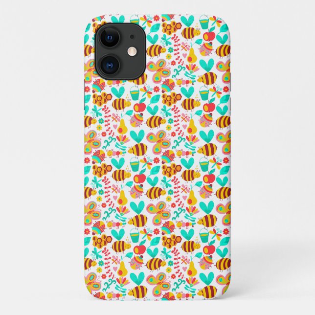 Süße bunte Insektenmuster Case-Mate iPhone Hülle (Rückseite)