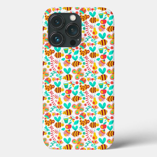 Süße bunte Insektenmuster Case-Mate iPhone Hülle (Rückseite)