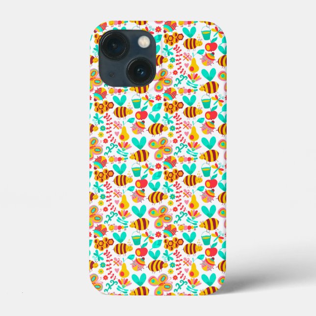 Süße bunte Insektenmuster Case-Mate iPhone Hülle (Rückseite)