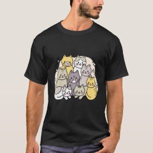 Süße bunte Katze für Katzen-Multifarben-Design T-Shirt