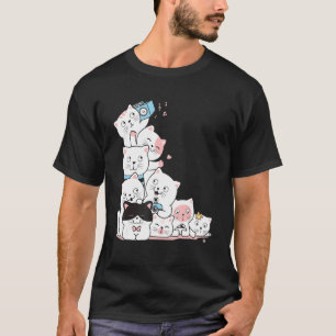 Süße bunte Katze für Katzen-Multifarben-Design T-Shirt